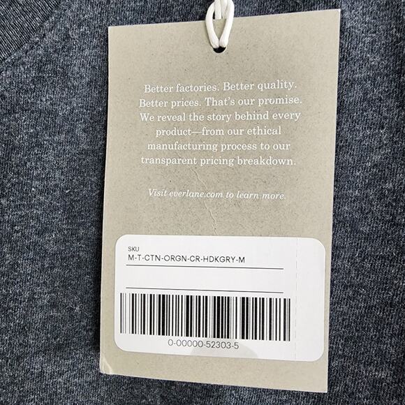 Everlane The Organic Cotton Slim Tee Heather Grey Men's Size Medium NWT Uniform - Picture 7 of 9